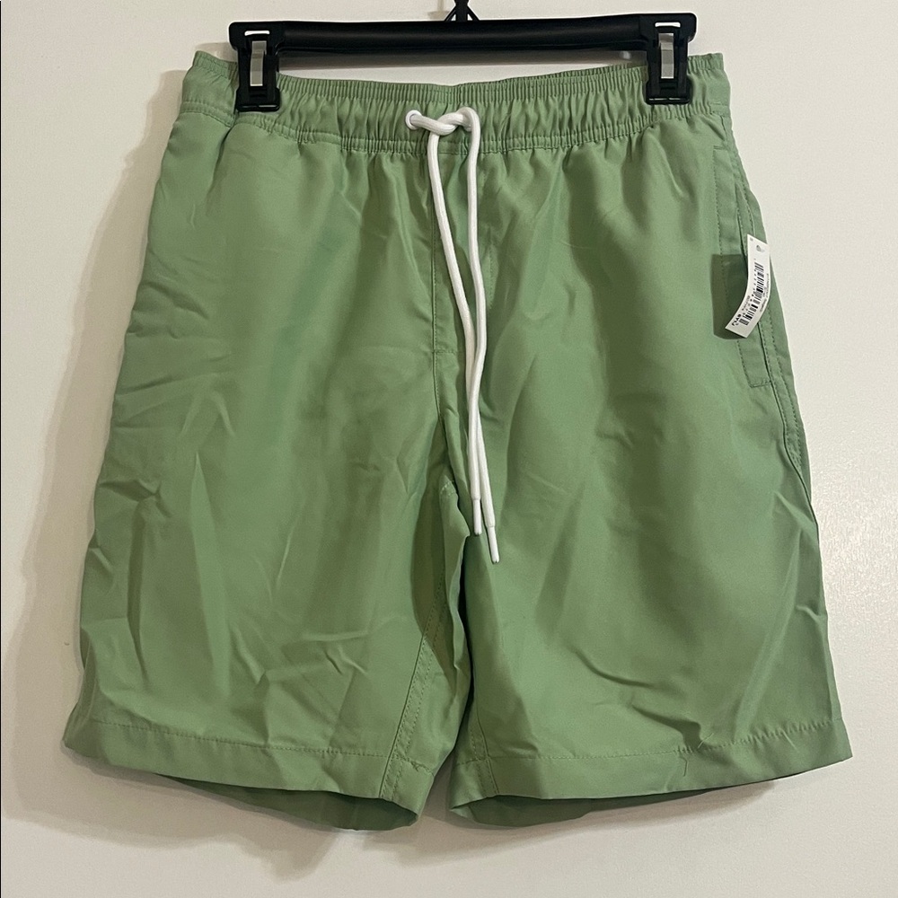 Amazon Essentials Men's 9” Swim Trunks with Mesh Lining pockets Green size Small